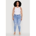 thumbnail image 2 of Womens Plus WAX High Waisted Distressed Skinny Jeans, 2 of 5