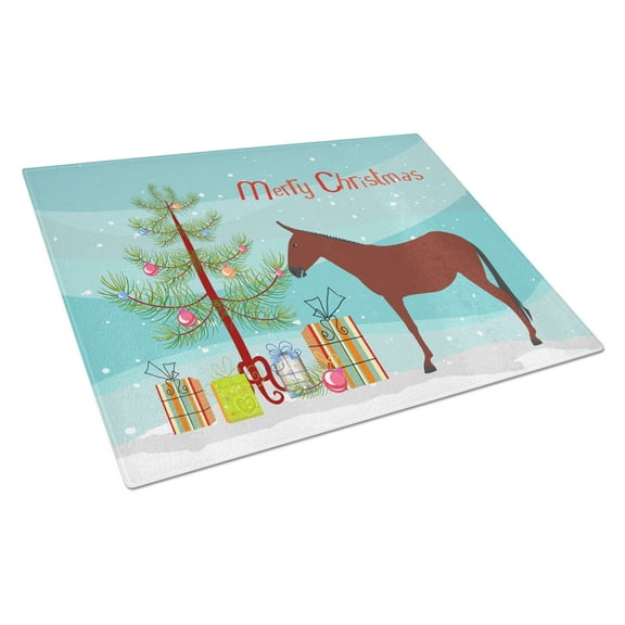 Caroline's Treasures Hinny Horse Donkey Christmas Glass Cutting Board Large