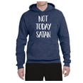 thumbnail image 2 of Quote Not Today Satan Funny Witty Inspirational/Christian Unisex Graphic Hoodie Sweatshirt, Vintage Heather Navy, 3XL, 2 of 3