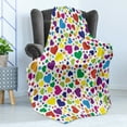 thumbnail image 4 of Love Soft Flannel Fleece Blanket, Hearts Rainbow Vibrant Colors Love Honeymoon Theme Joyful Fun Cheering Artwork Print, Cozy Plush for Indoor and Outdoor Use, 50" x 70", Multicolor, by Ambesonne, 4 of 5