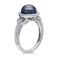 thumbnail image 3 of Black Freshwater Cultured Pearl 8.5-9mm and Cubic Ring In Sterling Silver for Women, 3 of 6