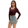 thumbnail image 3 of Women's Shirts Long Sleeve Casual Fall Top Button Ribbed Knit Basic Blouses, 3 of 6