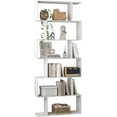 thumbnail image 1 of Bookshelf  Geometric Bookcase S Shaped Book Shelves Unit for Living Room  Tier Tall Decorative Display Shelf for Bedroom  Study Room  Rustic, 1 of 6