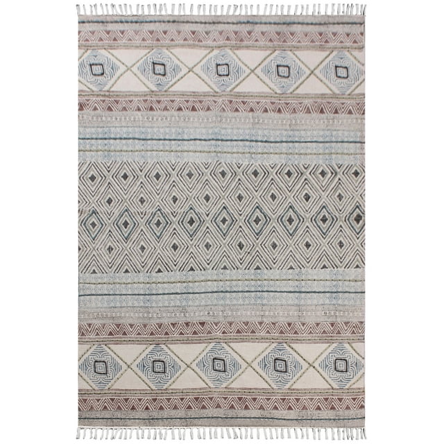 Casavani Geometric Cotton Mat Living Area Rug, Black 2x3 feet