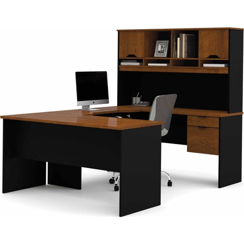 Innova U Shaped Workstation In Tuscany Brown Black Innova U Shaped Workstation In Tuscany Brown Black