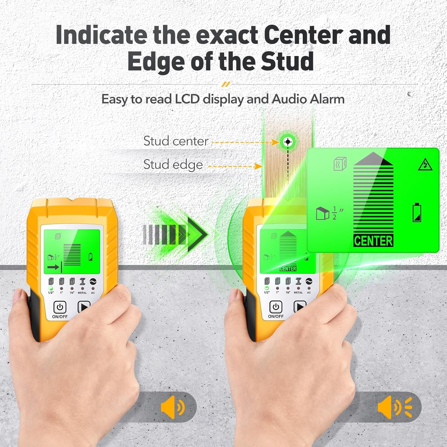 Stud Finder Wall Scanner Detector - 5 in 1 Electronic Wall Wood Metal Stud Locator Edge Center Sensor Beam for Live AC Wire Pipe Metal Lumber Joist Drywall Framing Detection