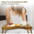 thumbnail image 3 of Utoplike Acacia Bed Tray Table for Eating, Large Breakfast Tray with Folding Legs, Wood Serving Trays for Laptop Working, 3 of 6