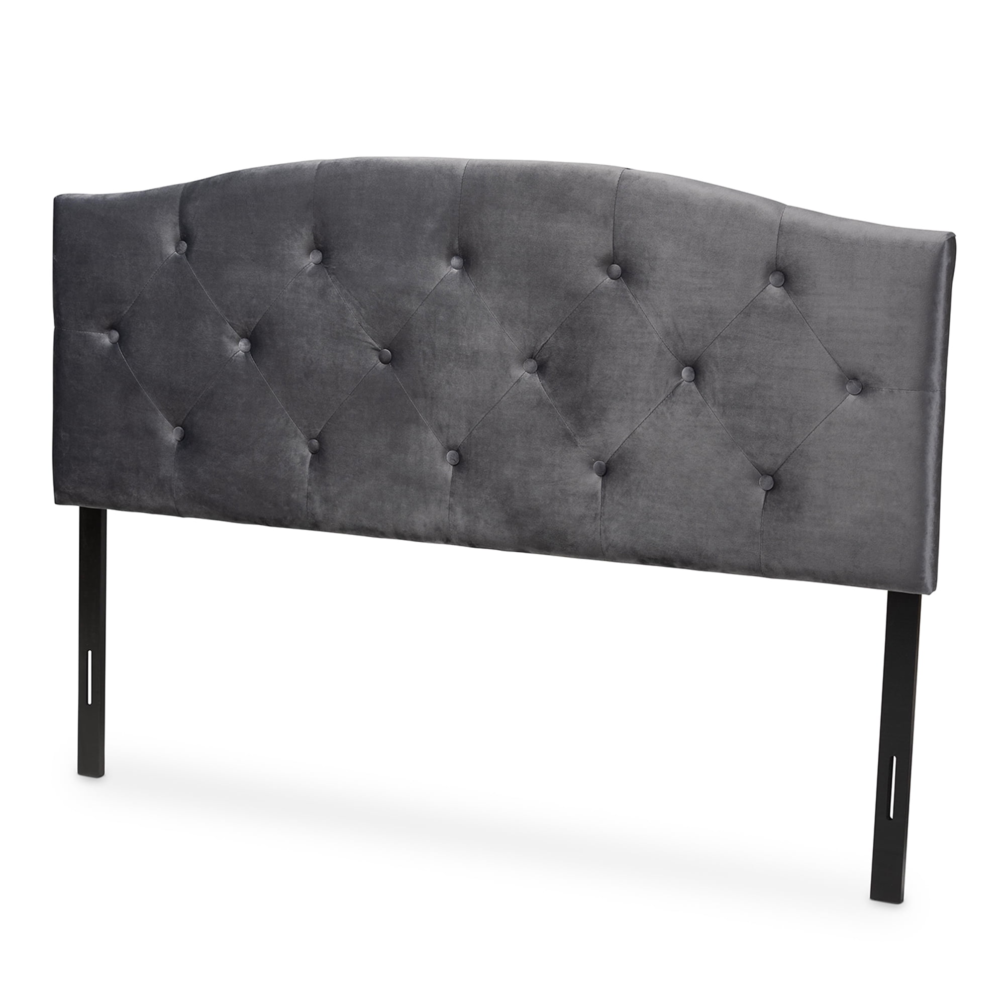 Baxton Studio Leone Modern and Contemporary Grey Velvet Fabric Upholstered Full Size Headboard