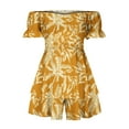 thumbnail image 6 of Edvintorg Flower Short Jumpsuit for Women 2025 Summer New Boho Romper Off Shoulder Ruffle Chiffon Shorts Jumpsuit Playsuits Beach Women Rompers Playsuits, 6 of 7