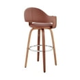 thumbnail image 2 of Daxton 26" Brown Faux Leather and Walnut Wood Bar Stool, 2 of 11
