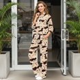 thumbnail image 2 of Renewold Sweatsuits Women 2 Piece Outfit Fall Outfits Long Sleeve Mockneck Sweatshirts and Wide Leg Drawstring Lounge Pants Set Sportswear, Dachshund Coffee Beans Paw Print, XS, 2 of 7