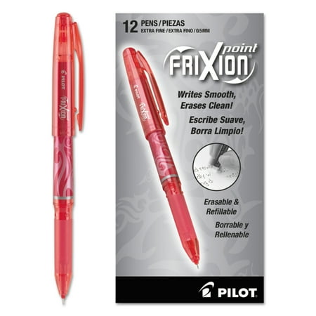 - Pilot FriXion Point Erasable Gel Ink Stick Pen, Red Ink, .5mm, Dozen