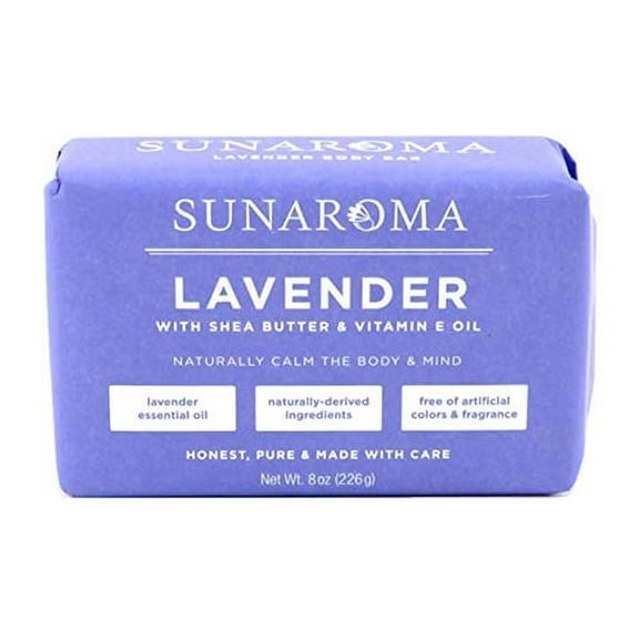 Sunaroma Lavender with Shea Butter and Vitamin E Oil Bath Soap, 8 Oz