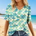 thumbnail image 2 of Womens Summer Tops T Shirts Short Sleeve Elegant Scale Print Crew Neck Blouse Tees, 2 of 4