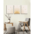 thumbnail image 4 of SHENIFY 12x16in3pcs Sun Wall Art Wood Canvas Boho Wall Art Sun Rising On The Horizon Nature Line Art Mid-Century Modern Prints Boho Sun Wall Decor for Living Room, Bedroom, 4 of 5
