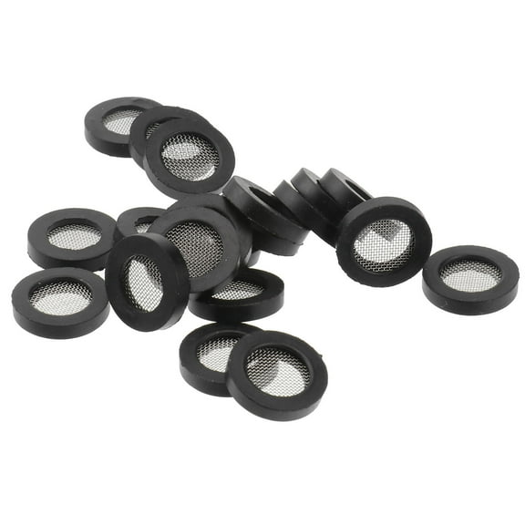 Hemobllo 20Pcs Black Rubber Washer and Stainless Steel Screen Filter for Shower Head and Faucet Hose