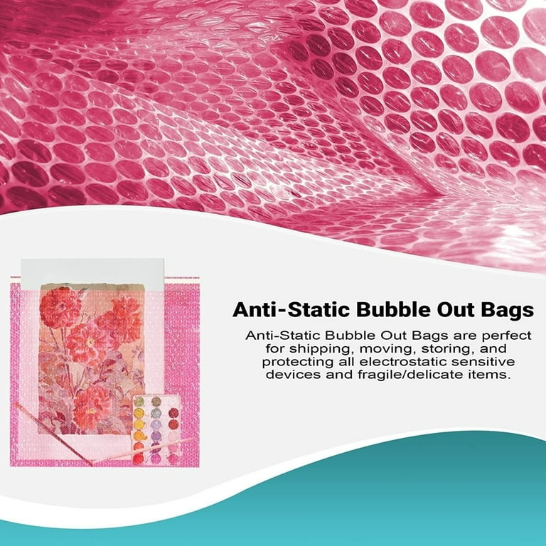 10 Pack Pink Anti-Static Bubble Wrap Bags 24 x 24 Resealable Bubble Wrap  Pouches 
