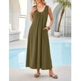 thumbnail image 5 of Merokeety Womens Summer Dresses Boho Ruched Tank Dress With Side Pockets ArmyGreen m, 5 of 5