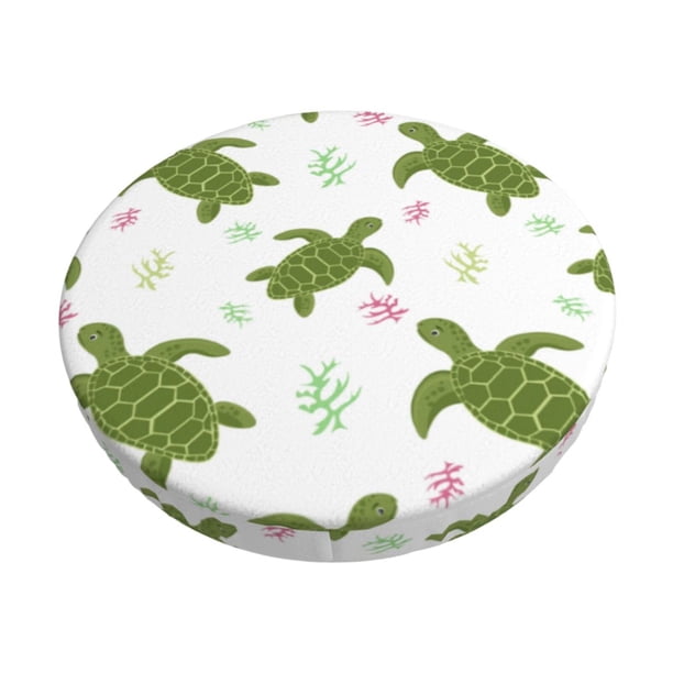 Disketp Cute Turtle Funda Redonda para Taburete, Funda de Cojín para Silla de Bar Suave y Elástica-13 inch