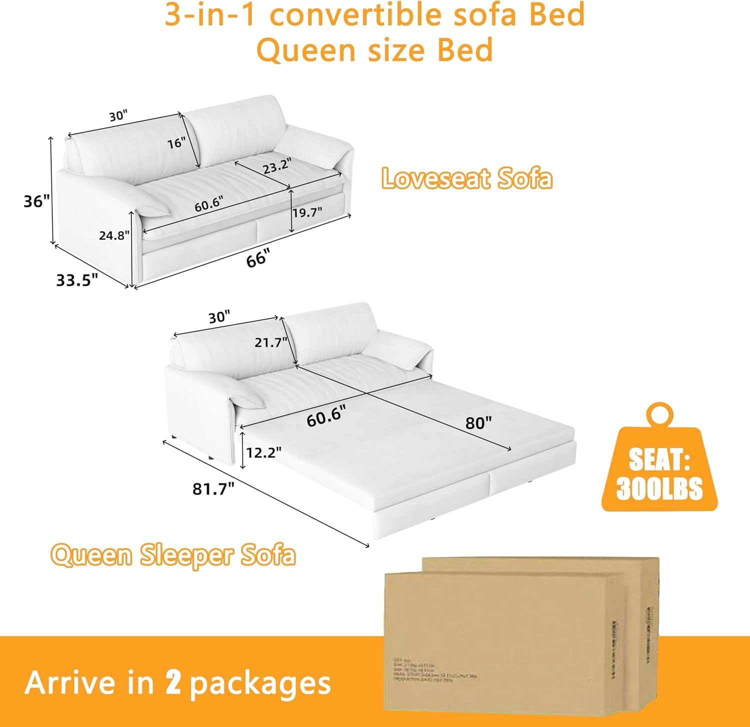 66" Futon Sofa Bed Queen Size, Pull Out Bed, 3-in-1 Convertible Sleeper Sofa with Side Pocket, Modern Velvet Futon Couch for Living Room, Small Space, Apartment, Bedroom, Beige