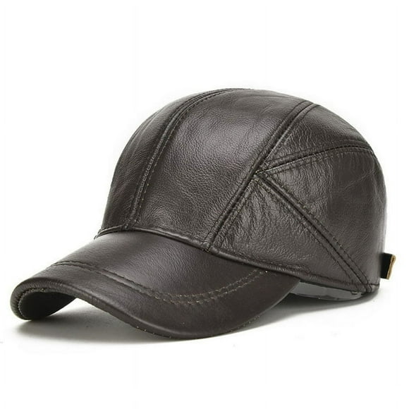 Men Winter Warm Baseball Cap Genuine Leather Adjustable Hat with Ear Flaps New