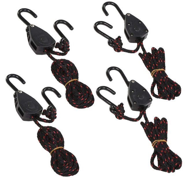 Acronde 4 Piezas 1/8"" 8 Pies Ajustable Cuerda Resistente Colgador Trinquete Kayak Y Canoa Correas De Amarre De Proa Y Popa