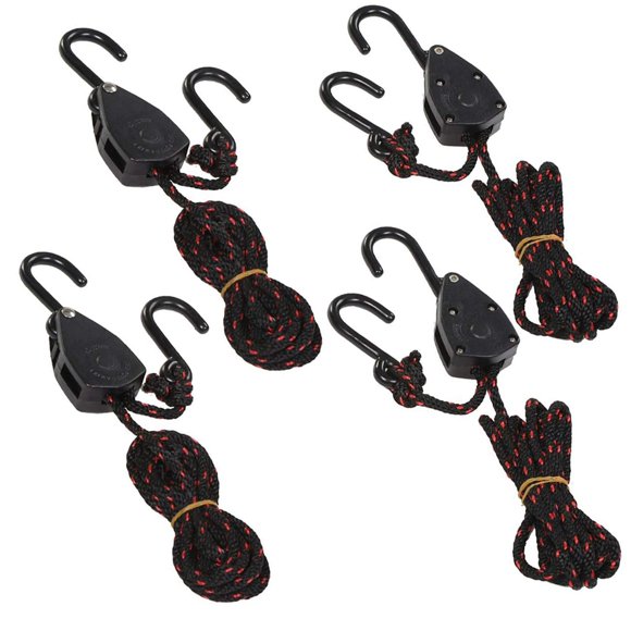Acronde 4 Piezas 1/8"" 8 Pies Ajustable Cuerda Resistente Colgador Trinquete Kayak Y Canoa Correas De Amarre De Proa Y Popa