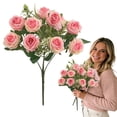 thumbnail image 2 of 2 Bunches 10 Heads Deep Pink Small Osmanthus Roses Bouquet by Dusknt 10 Heads Artificial Roses for Wedding Decor Arrangements for Home Kitchen Dining Table Centerpieces, 2 of 5
