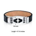 thumbnail image 3 of PEORA Stainless Steel Mens Genuine Leather Bracelet, Greek Key with Clasp, College Graduation Gift for Him, 3 of 6