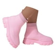thumbnail image 3 of Women's Mid Calf Boots On Low Heel Sole Design for Everyday Casual Wear Travel Outfits and Outdoor Activities Comfortable Footwear,Color:Pink,Size:7.5, 3 of 9