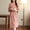 Pink, variant on Women's Cotton Floral Midi Robe 3/4 Sleeve Belted Lightweight Sleepwear M