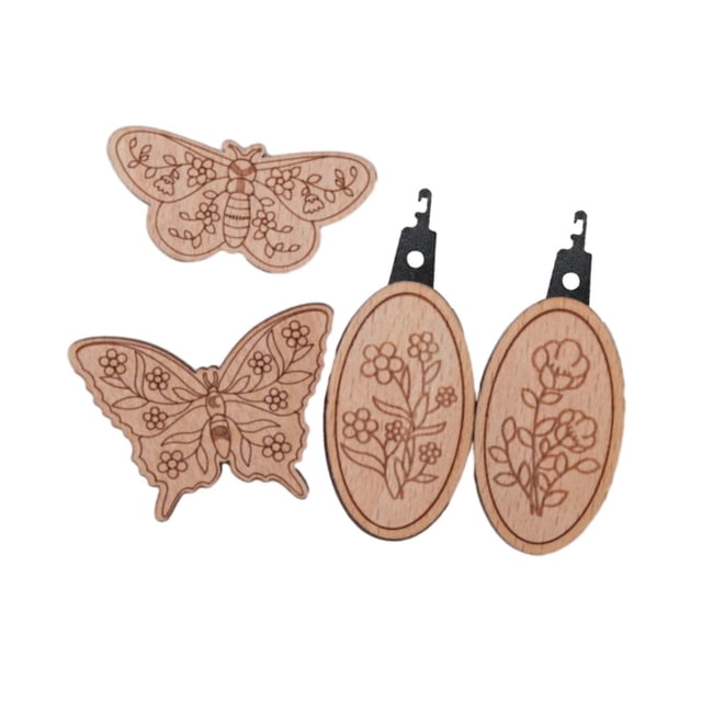 Lipstore 4 Pieces Needle Minders Needle Threader Set Wooden Practical Flexible Sewing Pin Set E