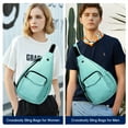 thumbnail image 7 of HAWEE Convertible Chest Backpack for Women Adjustable Left and Right Shoulder Bag Casual Daypacks for Gym Travel Hiking, Mint Green, 7 of 7