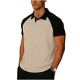 thumbnail image 1 of Casual Short Sleeve Shirts for Men, Flannel Collar Open Front Button Down, Solid Color Polyester Top,, 1 of 6