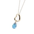 thumbnail image 5 of Galaxy Gold 14K Solid Yellow Gold 24" Open Heart Pendant Necklace with a Genuine Blue Topaz Drop, 14"-24" Sizes, December Birthstone, Symbol of Calm, 5 of 6