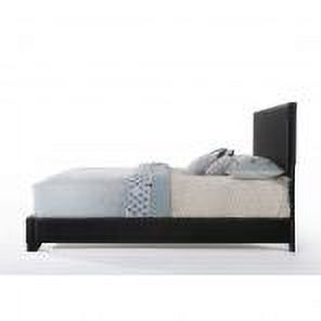 Eastern King Size Panel Bed Black PU Low Profile Headboard Fully Padded Contemporary Style Bedroom Furniture - image 2 of 3