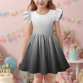 thumbnail image 3 of Generic Girl's Gradient Color Dress Ruffle Flutter Sleeve Summer Sundress Casual Pleated Knee Length Dresses for 3-14 Years, 3 of 6