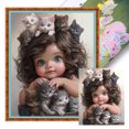 thumbnail image 1 of Kit Punto Cruz Con Gato Y Niña Hilo Algodón Ecológico Bordado 11CT 40x50cm, 1 of 9