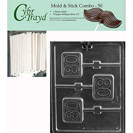 CybrTrayd 45St50-L064 #80 Square Lolly Chocolate Candy Mold, Clear