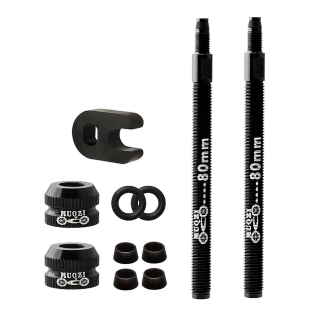 Kit de extensión de válvula Tubeless para llanta de carbono con dado central (2 unidades de 80 mm) 2pcs 80mm negro