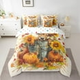 thumbnail image 2 of Manfei Vibrant Sunflower Twin Bedding Sets 7-Piece for Kid, Rustic Highland Cow Bedding Comforter Set, Fall Pumpkin Leaf Reversible Sheet Sets, Super Cozy Room Decor, 2 of 7