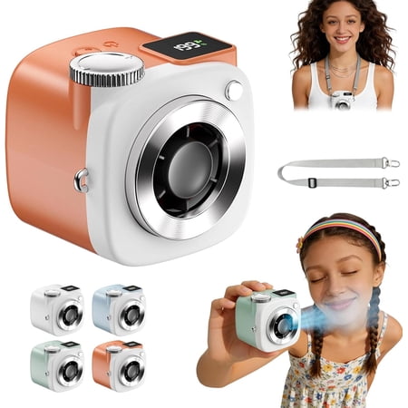 Mini Camera Shaped Portable Fan with Lanyard 199-Speed USB Rechargeable LED Display Personal Cooling Fan