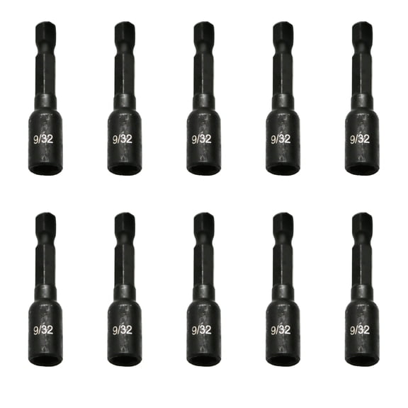 TMAX 10pc 9/32 Inch Magnetic Nutsetter Set Impact Power Hex Nut Driver with 1/4 Inch Hex Shank