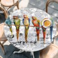thumbnail image 3 of Colorful Birds Table Cloth, Round Fitted Tablecloths with Elastic Edge, Vintage Rustic Envelope Postmark Wipeable Waterproof Table Cover for Kitchen Wedding 45-54 Inches, 3 of 4