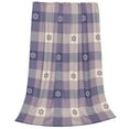 thumbnail image 2 of Rateoe Purple Floral Gingham Check Plaid Print Fuzzy Fleece Throw Blanket Extra Large,Super Soft,Fluffy and Warm Blankets for Couch,Bed,All Season Use (60"x50"), 2 of 8