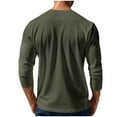 thumbnail image 3 of Men's Corduroy Tops Crew Neck Button Up Henley Neck Solid Color Long Sleeve Base Pullover Fashion Fall Casual Shirt (XL, Army Green), 3 of 7