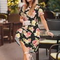 thumbnail image 3 of Rateoe Rose Flowers Pattern Women’s Short Sleeve Dress – Casual Elegant Summer A-Line Dress for Everyday Wear, 3 of 6