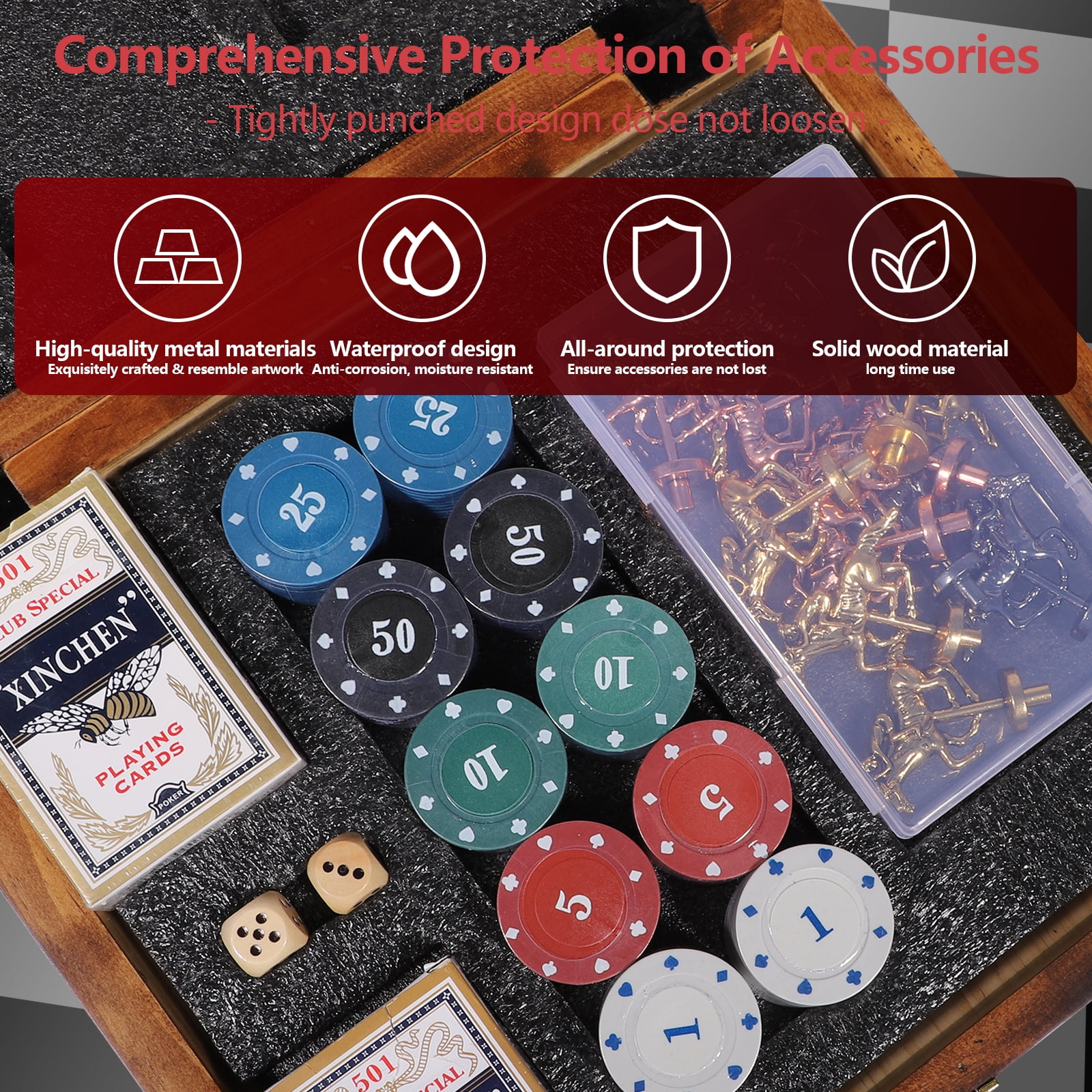 Grhonior Horse Race Board Game Foldable Portable 11 Luxury Metal Horses Suitable for Family Gatherings