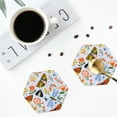 thumbnail image 4 of Gaeub Insects and Flowers Print 4 Pcs Leather Coasters for Drinks ,Drink Coasters Sets,Drink Table Cup Coasters for Living Room Kitchen Coffee Decor-Hexagon, 4 of 6