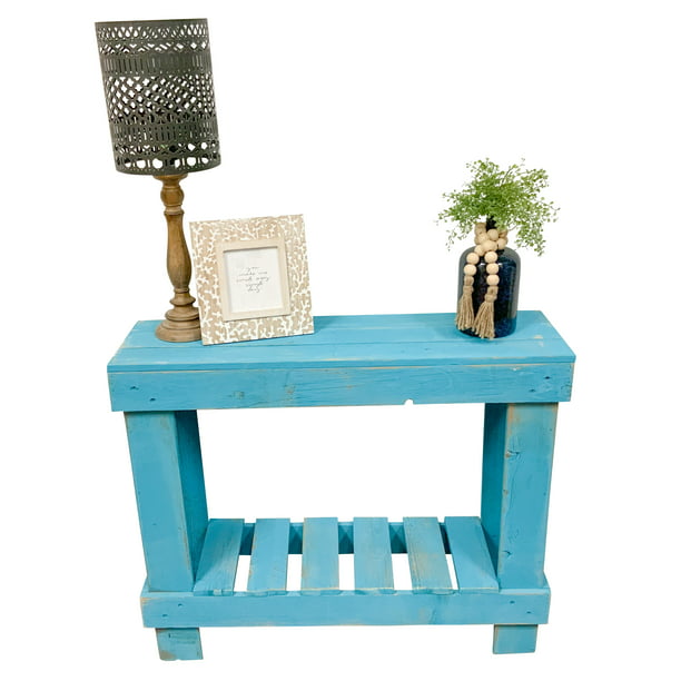 Del Hutson Designs Turquoise Reclaimed, Reclaimed Wood Sofa Table With Stools